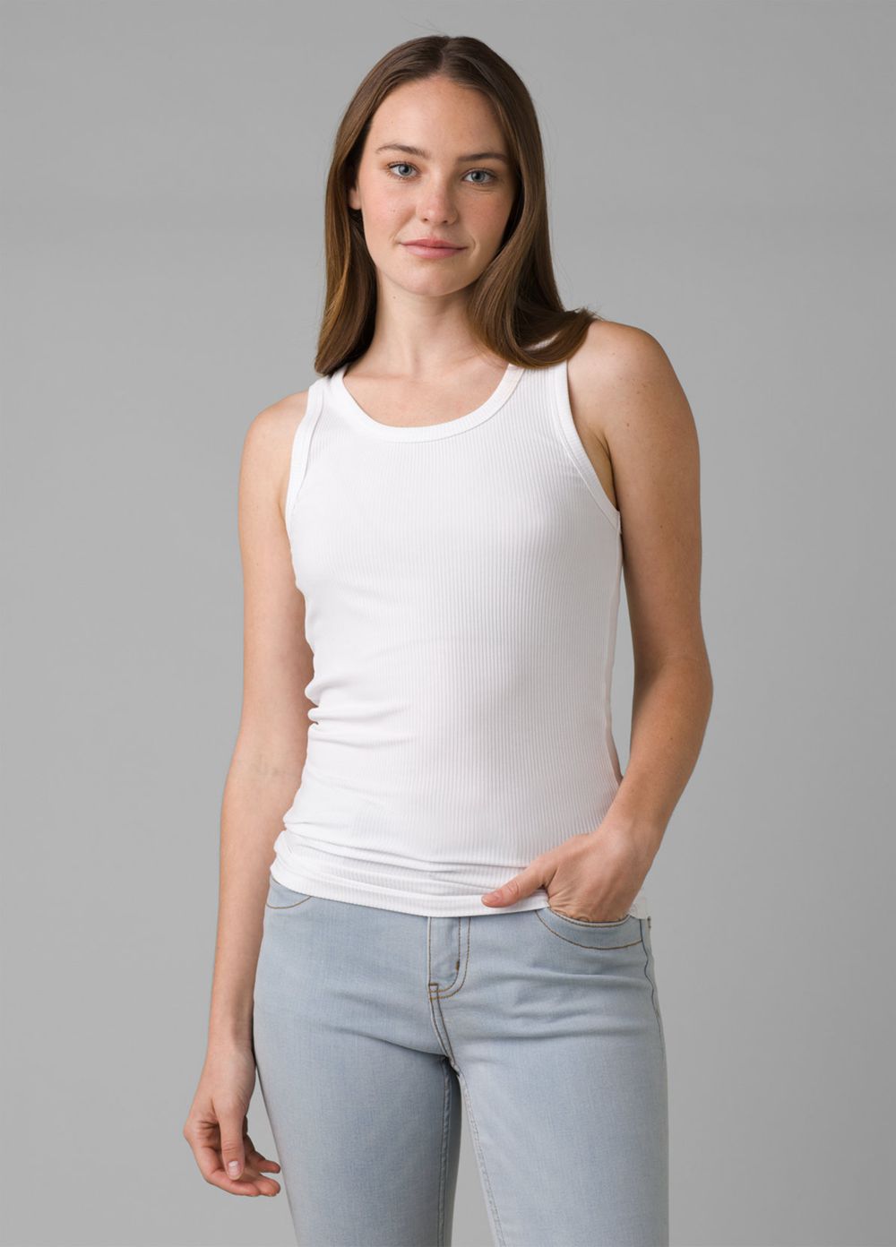 Debardeur PrAna Foundation Rib Blanche Femme | DXC-14421451