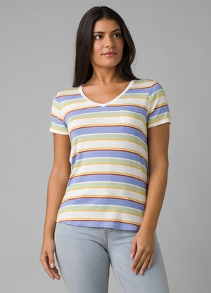 T Chemises PrAna Foundation Corta Sleeve V-neck Multicolore Femme | UYZ-77057980