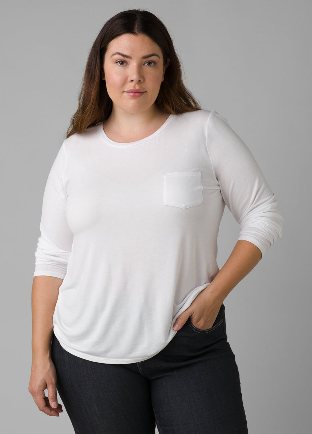 T Chemises PrAna Foundation Long Sleeve Plus Blanche Femme | PBY-25936984