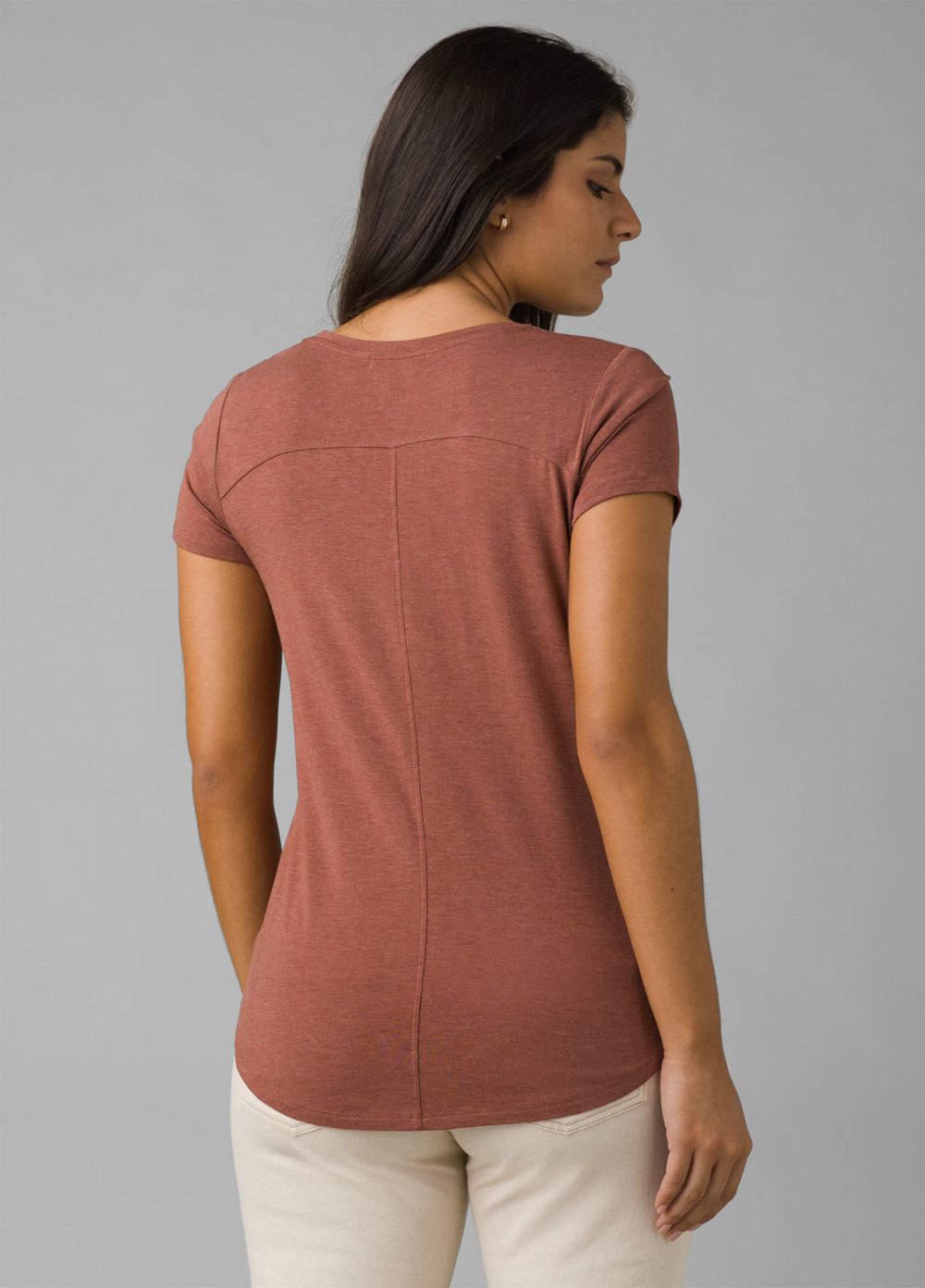 T Chemises PrAna Foundation Corta Sleeve V-neck Marron Femme | QNS-45565132