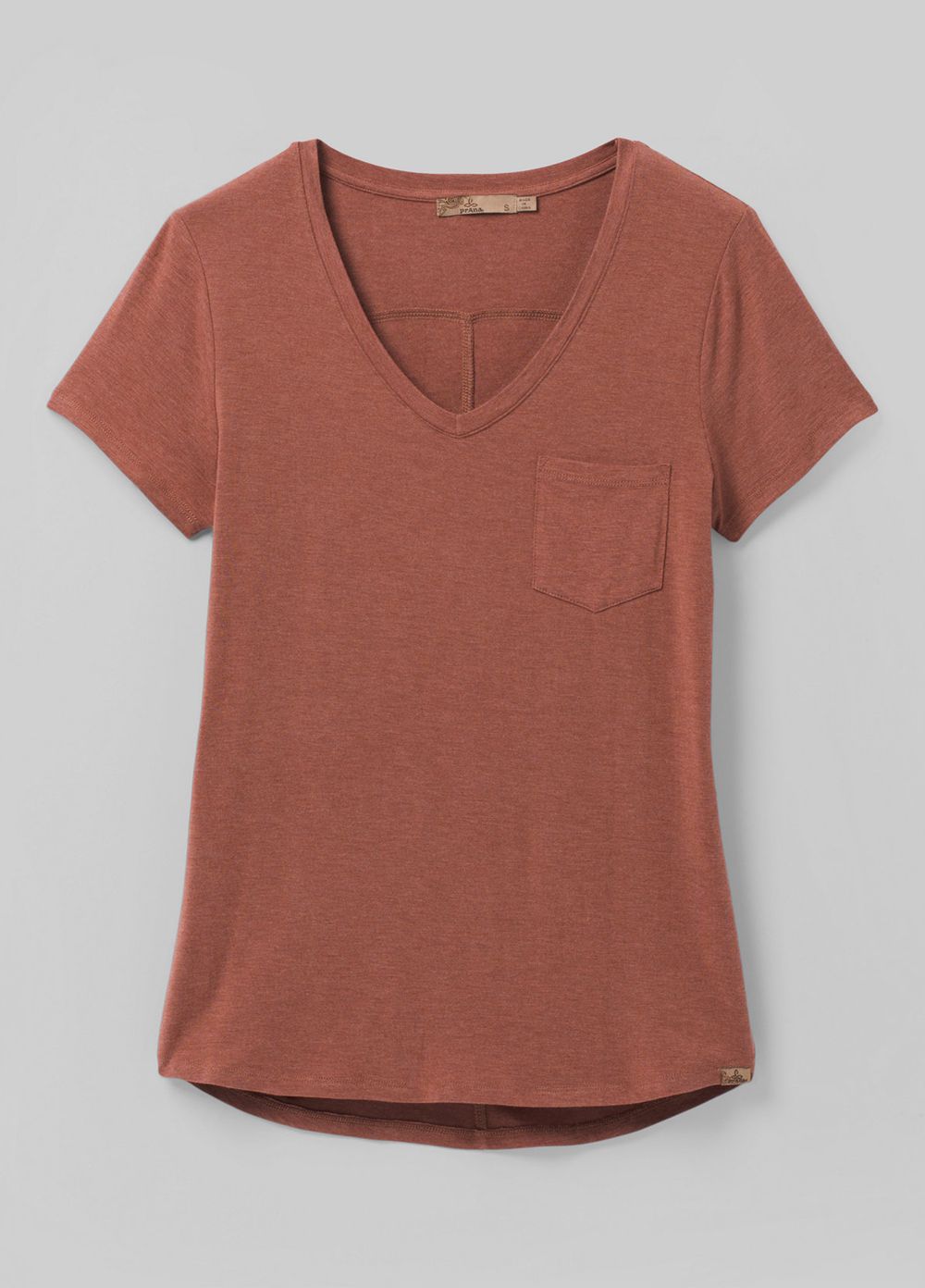 T Chemises PrAna Foundation Corta Sleeve V-neck Marron Femme | QNS-45565132