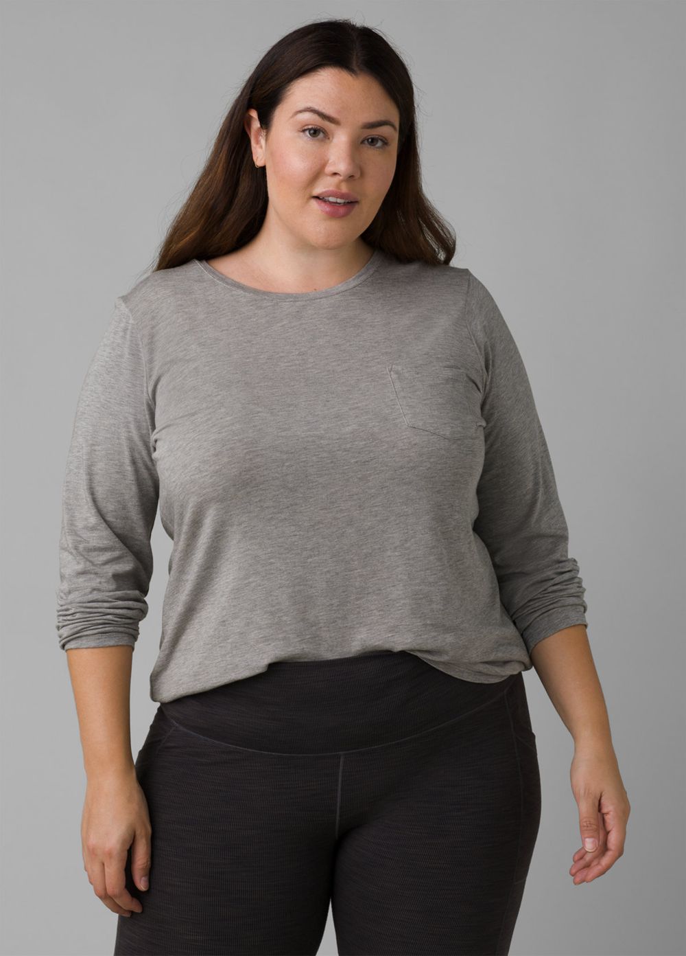 T Chemises PrAna Foundation Long Sleeve Plus Grise Femme | PPT-50419095