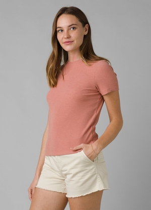 T Chemises PrAna Foundation Rib Rose Femme | QDH-24039830