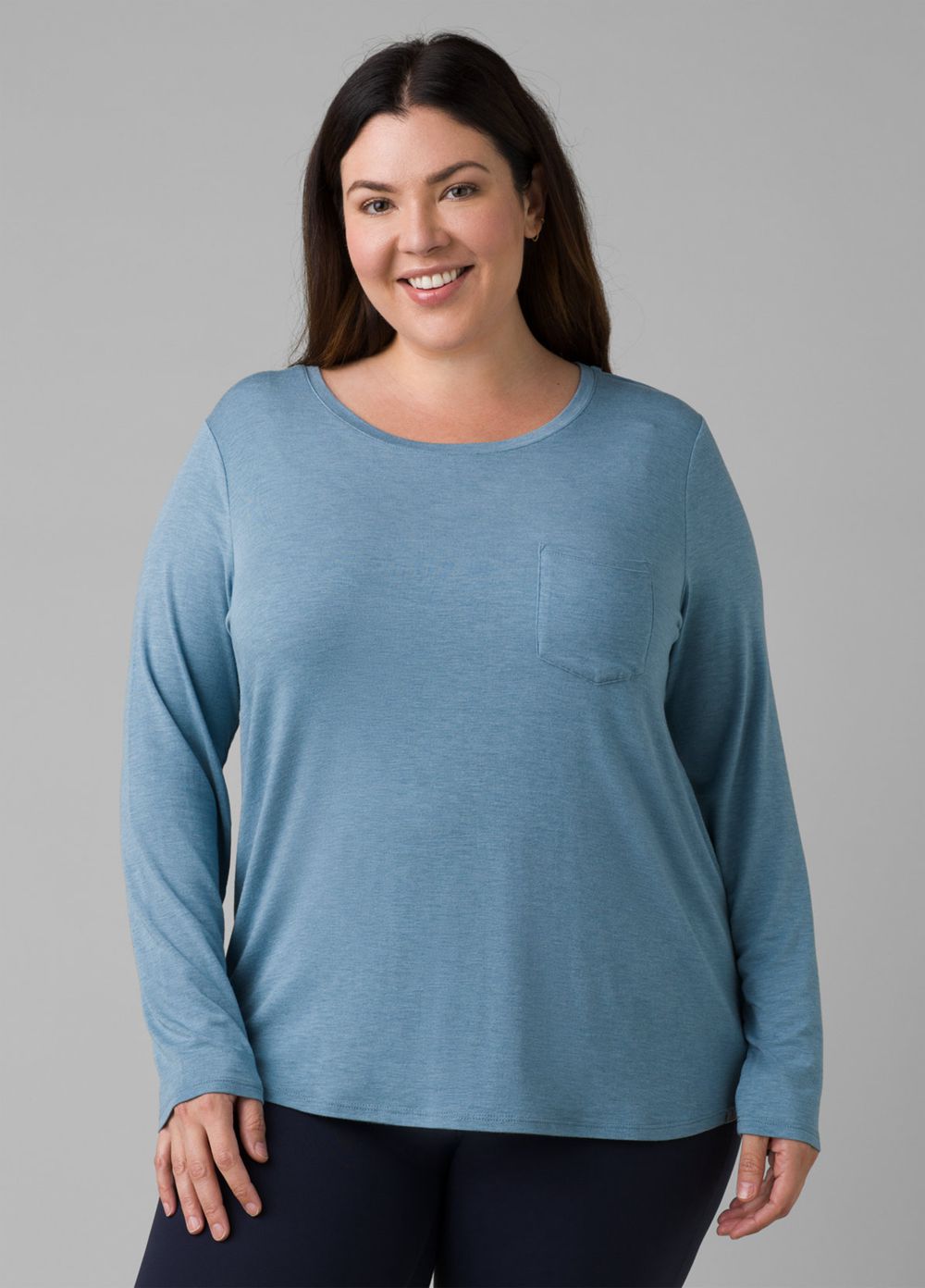 T Chemises PrAna Foundation Long Sleeve Plus Bleu Femme | AYA-69495979