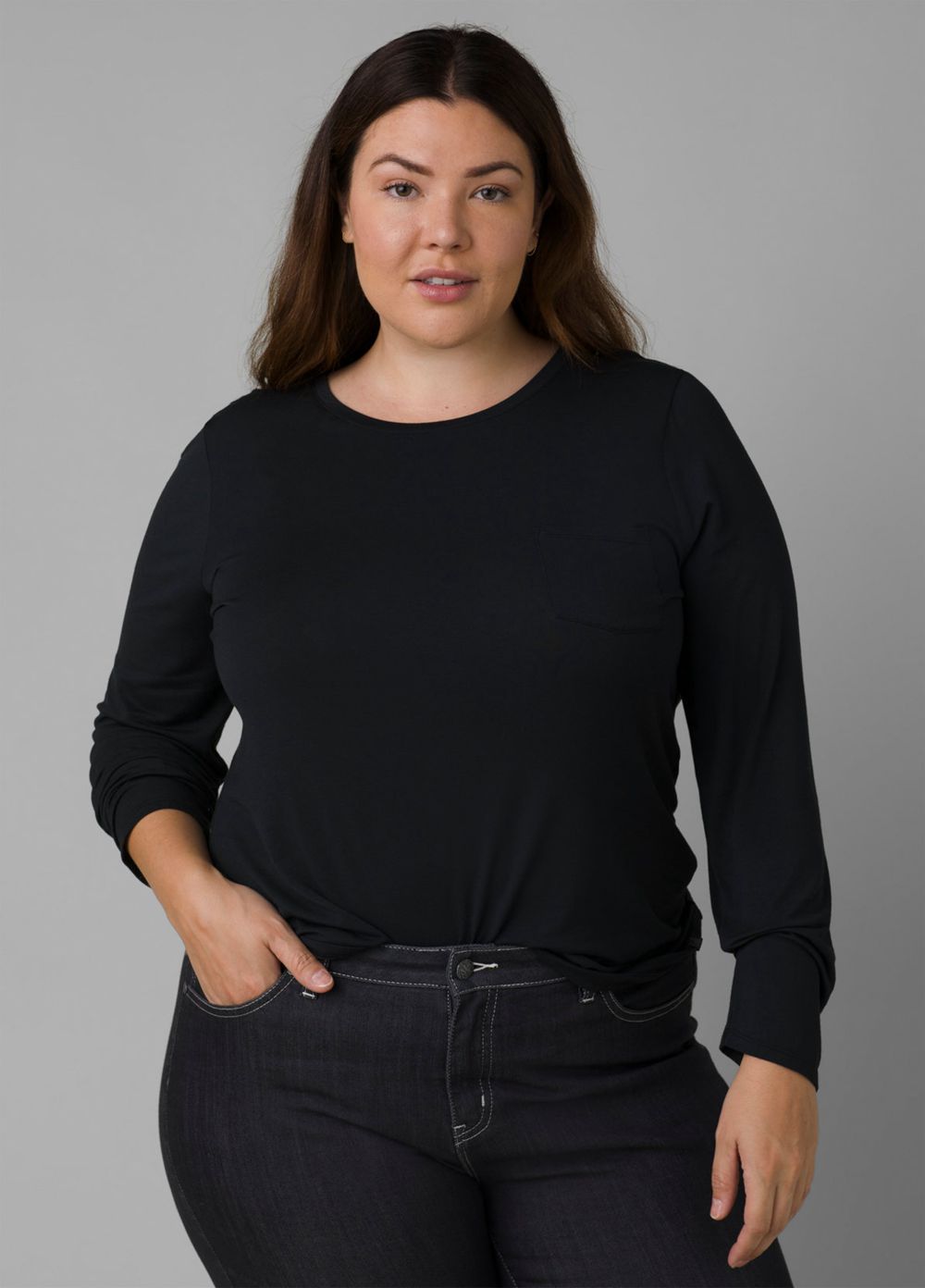 T Chemises PrAna Foundation Long Sleeve Plus Noir Femme | NGQ-31848415