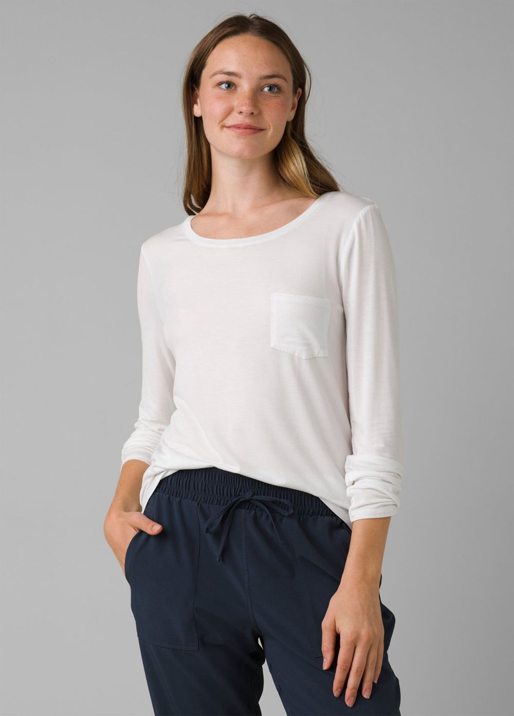 T Chemises PrAna Foundation Long Sleeve Crew Blanche Femme | YRM-58426066