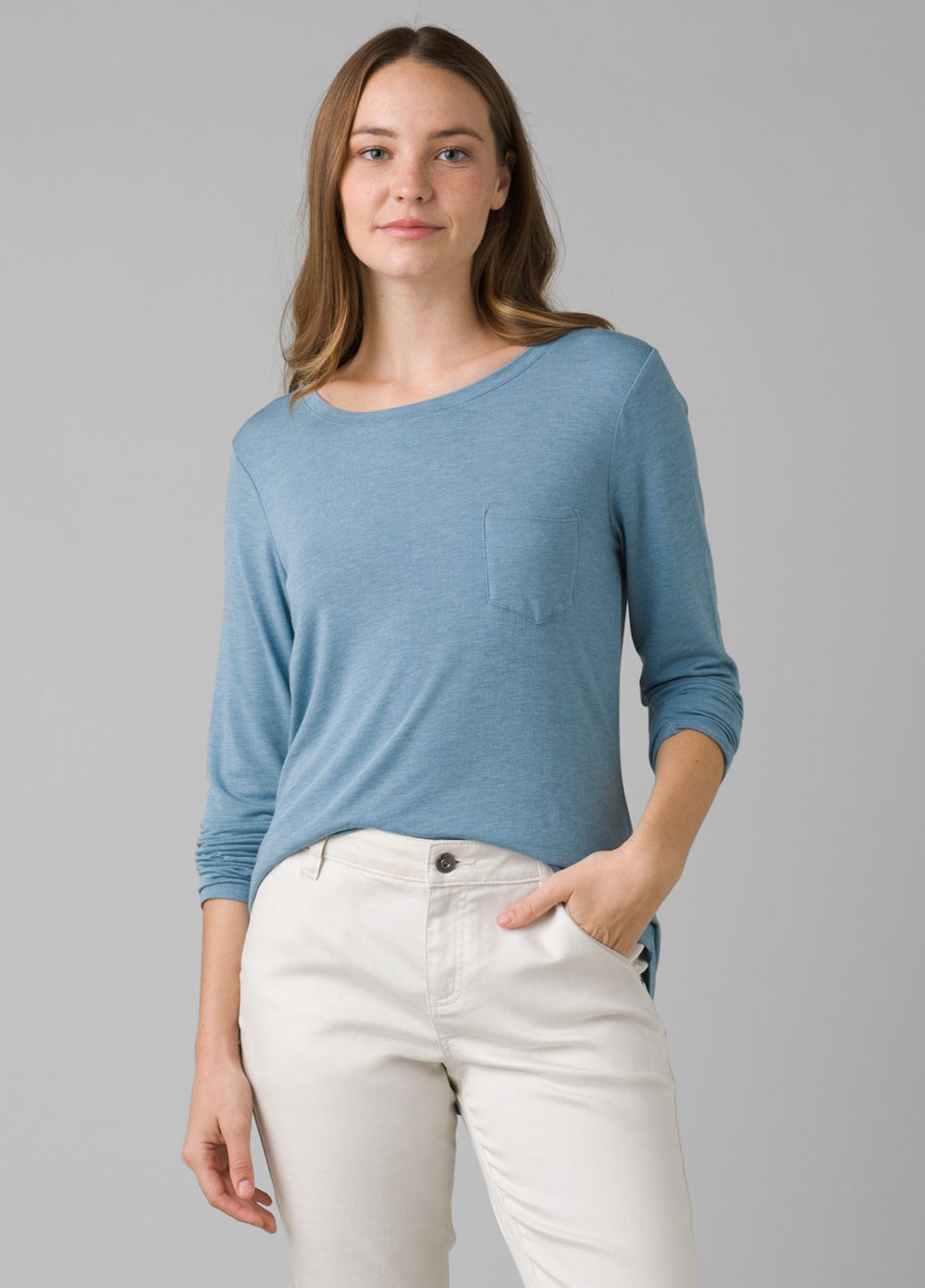 T Chemises PrAna Foundation Long Sleeve Crew Bleu Femme | OSI-81796710