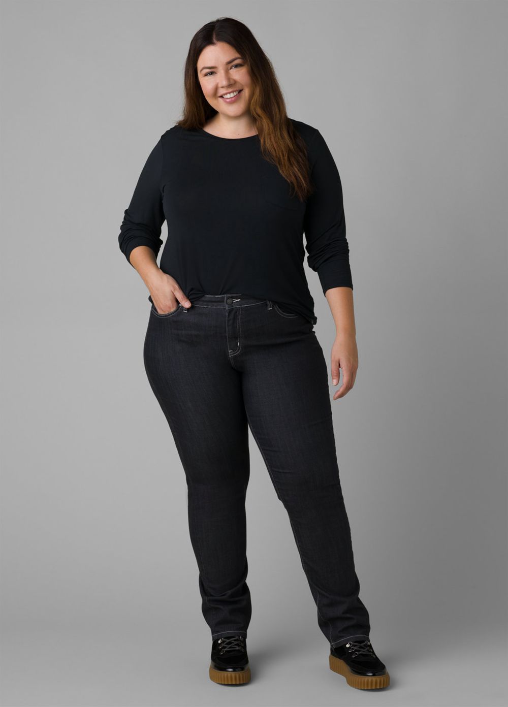 T Chemises PrAna Foundation Long Sleeve Plus Noir Femme | NGQ-31848415