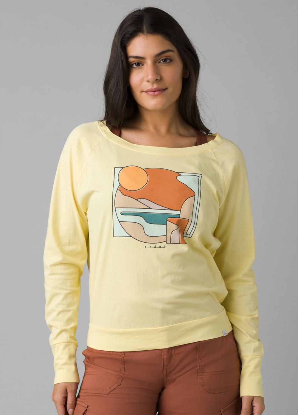 T Chemises PrAna Organic Graphic Long Sleeve Jaune Femme | HCB-05968124