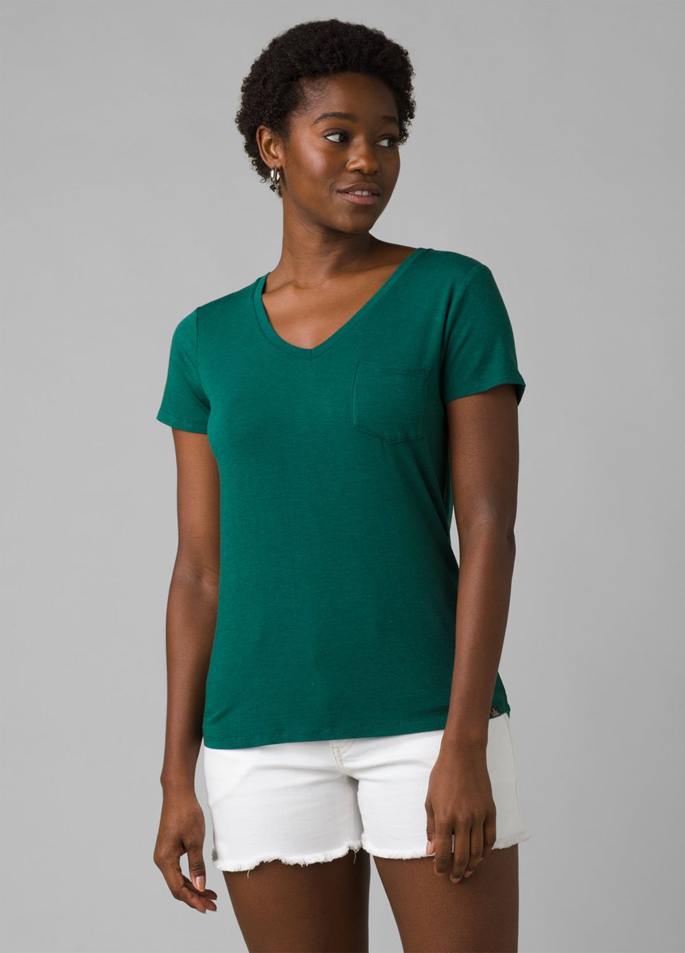 T Chemises PrAna Foundation Corta Sleeve V-neck Vert Femme | NBU-76102059