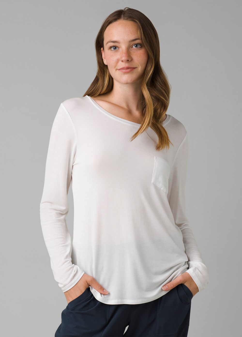 T Chemises PrAna Foundation Long Sleeve Crew Blanche Femme | YRM-58426066