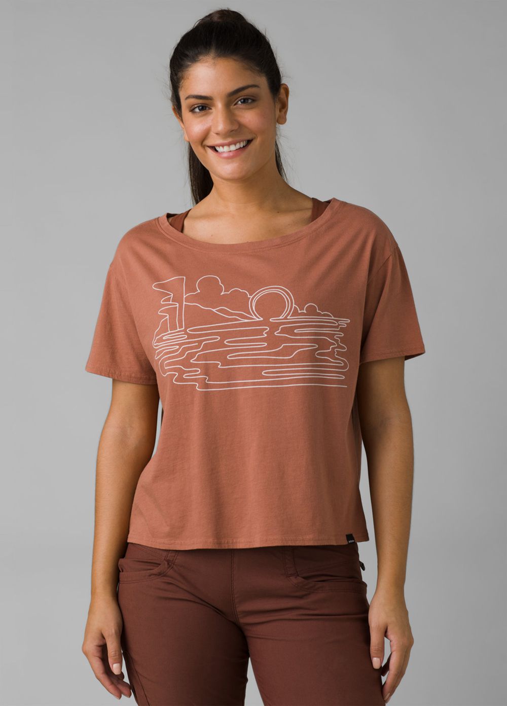 T Chemises PrAna Organic Graphic Marron Femme | CDR-19359835