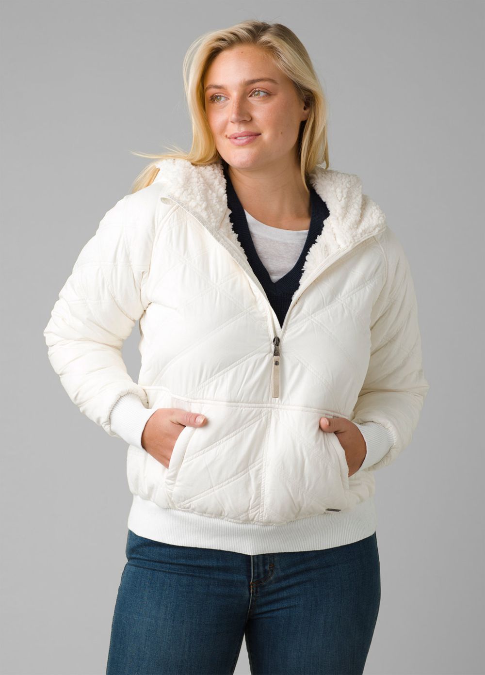 Vestes PrAna Esla Half Zip Pullover Blanche Femme | WYJ-87963899